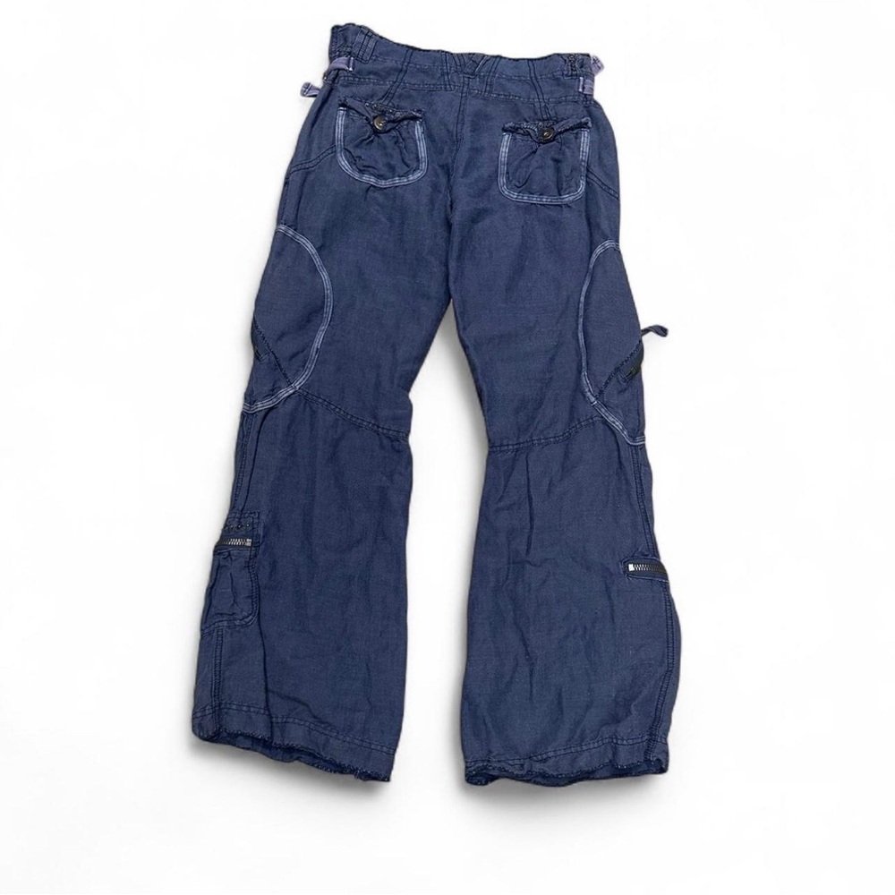 By Deep Los Angeles Wide Leg Blue Cargo Utility Pants Y2K style S - Picture 2 of 7
